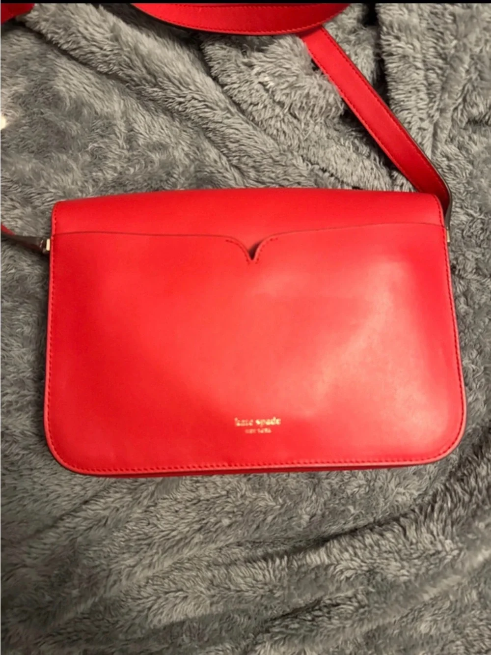 kate spade Red Leather Crossbody with Pink Heart Spade Accent
